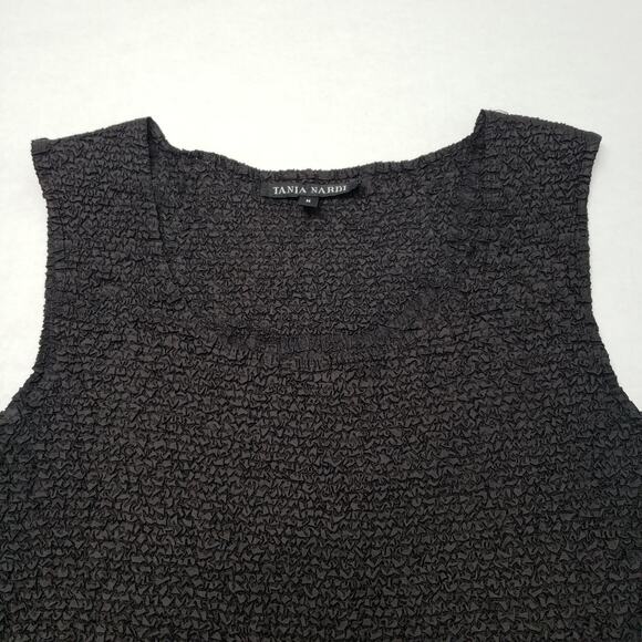Tania Nardi Top Tank Womens Medium Black Crinkle Sleeveless Artsy Textured Goth - Picture 11 of 13